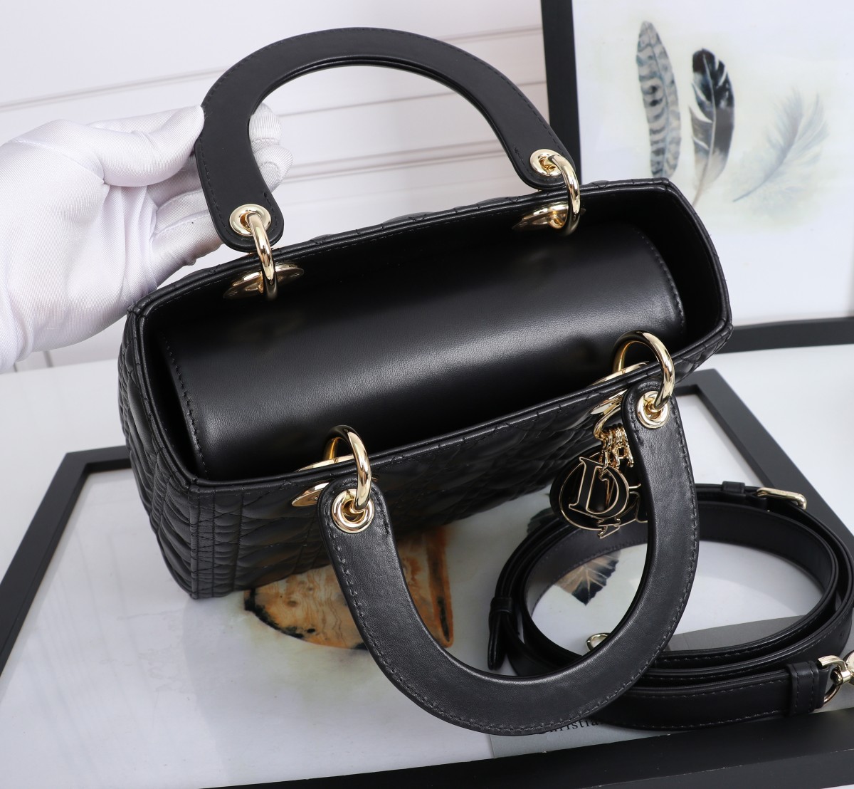 Medium Lady Dior Bag Black Cannage Lambskin